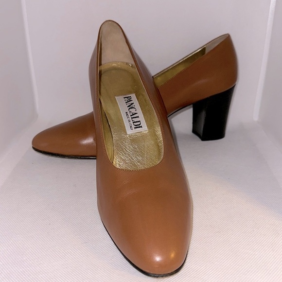 Pancaldi Tan Leather Pumps / Heels Size 8.5B - EUC - Picture 1 of 12